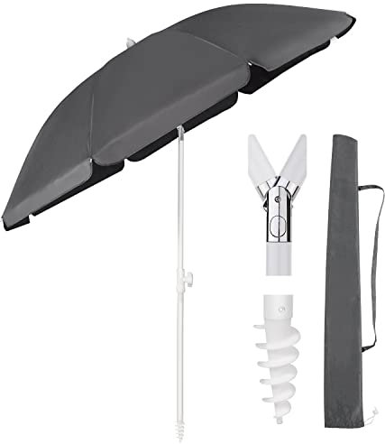 Sekey® 160 cm Sombrilla Playa| Con Soporte para Sombrilla & funda para sombrilla Para Terraza & Jardín & Piscina| Grande Antiviento Plegable UPF 50+