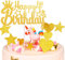 Tortendeko 4 Geburtstag Gold Junge Mädchen Double-sided, 7Stück 4. Kuchendeko Geburtstag Gold, Happy 4th Birthday Deko Torte Kuchen Deko Cake Topper für 4 Geburstagstorte Deko Jungen Mädchen