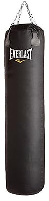 Everlast Unsisex Boxsack Leather Muay Thai Filled, Punching Bag, Schwarz, 100LBS