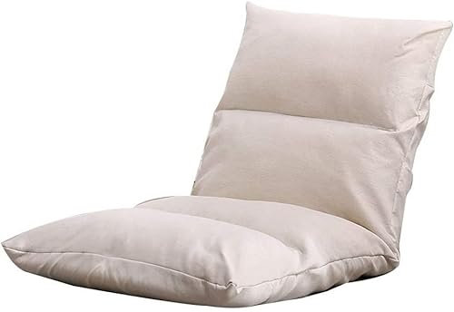 JORAsa Bodenstuhl Loungesessel Abnehmbarer und waschbarer Rückenlehnenstuhl 6-Fach verstellbare Rückenlehne Unabhängiger Baumwollballen für Balkon Erkerfenster Weiß