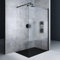 Mai & Mai Paroi de Douche 50x200cm Douche à L'italienne Transparent avec Bande Opaque Profilé Noir BR02MS Pare-douche en Verre Trempé 10mm Revêtement Nano Easy Clean avec Stabilisateur Rond