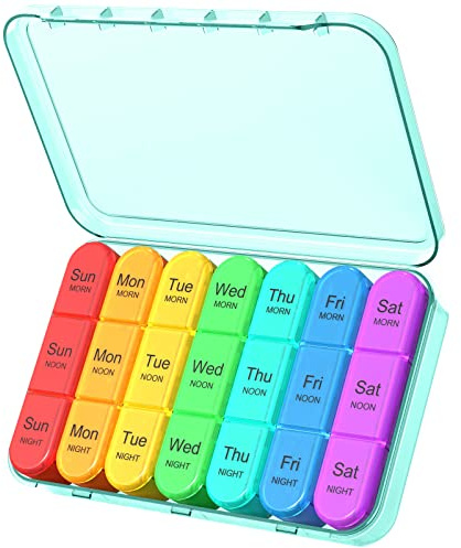 Pill Organiser 3 Times a Day, Weekly Pill Organiser 3 x a Day, Pill Box 7 Day, Daily Pill Box Organiser, Travel Container Pill Cases Organisers 7 Day, Medicine Organiser to Hold Vitamins and
