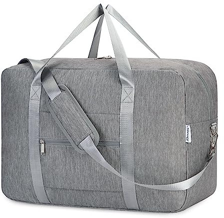 Narwey Handgepäck Tasche für Flugzeug Faltbare Reisetasche Damen Weekender Bag Sporttasche Damen Herren Handgepäck Koffer Groß 40L(Grau)