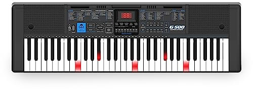 Cefa Toys - Clavier électronique lumineux multifonction 61 touches, comprend jusqu'à 43 chansons de piano, 20 tons, 30 styles, mélangeur et rythmes de fond