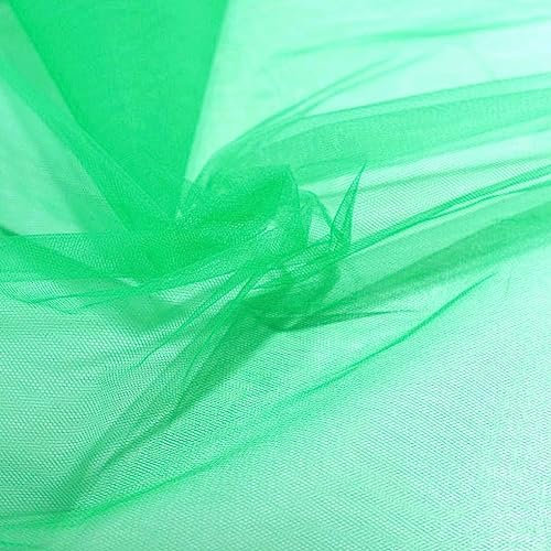 TOLKO Tüll Meterware für Vorhang Kleid Hochzeit Party Deko zum Nähen Dekorieren Basteln | feiner Netzstoff uni Tüllstoff als Dekostoff durchsichtig zart | 140cm breit Tüll Stoff Meterware (Grün)