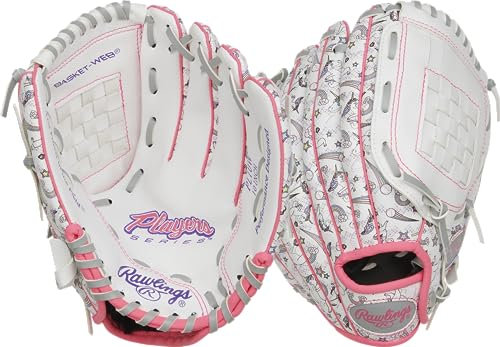 Rawlings Baseball-Handschuhe Players Series T-Ball & Youth Glove | Sizes 9-11.5 | Multiple Styles, Weiß-Einhorn, 10 | Ages 5-7