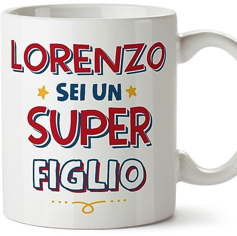 Mugffins Tazza Personalizzata in ceramica per FIGLIO 11 oz / 350 ml - In italiano - Sei Super - Idea regalo per compleanno, anniversario, natale