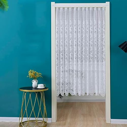 Daliena Bestickte Scheibengardine aus Spitze Türvorhang BxH 160x90cm | Kurzgardine Modern, Bistrogardine in der Breite Kürzbar Hingucker, Gardinen für Küchenfenster Balkontür 1 Stück
