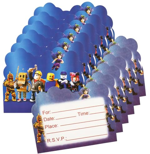 Robllox Birthday Card Invitations,30PCS Robllox Kids' Party Invitations Birthday Invites Kids Theme Party Invitations Birthday Cards Birthday Party Supplies for Children's Birthday Party