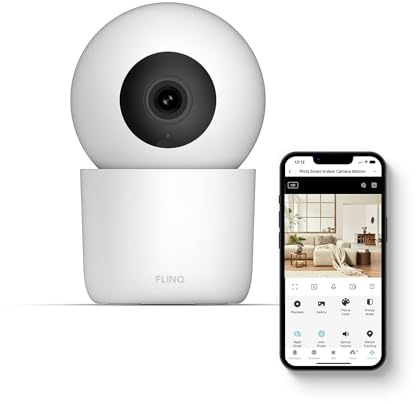FLINQ Smart Überwachungskamera Innen - HD Haustierkamera mit App - Schwarz | Camera Indoor mit SD-karteneingang - Bewegungserkennung