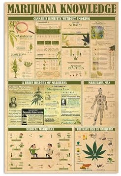 Marijuana Knowledge metal signweed wall art weed decor weed art marijuana wall art cannabis wall art weed Poster stoner art weed gift metal tin sign 8x12 Inch