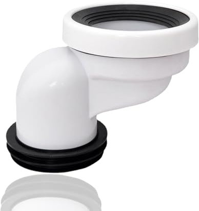 ieron Tubo di collegamento per WC offset da 10 cm, ugello rigido per tubo di scarico WC ad angolo eccentrico in plastica, scarico dritto, eccentrico