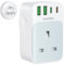 UK to Australia Plug Adapter, Australian China Travel Adapter PD 35W USB C Fast Charge with 1 UK Socket and 4 USB Ports, AU Adaptor Plug from UK for Australia New Zealand China Fiji Argentina(Type I)