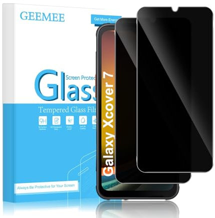 GEEMEE Privacy Vetro Temperato per Samsung Galaxy Xcover 7/7 Pro /Xcover7 Enterprise, 2 Pezzi 9H Durezza Anti -Graffio Senza Bolle Pellicola Anti-Spy Protezione Schermo
