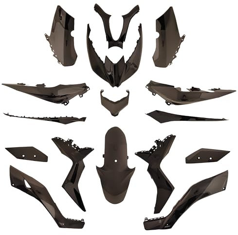 one by Camamoto Kit Complet de Carénage en plastique pour Yamaha x-max, Xmax 125-300-400 cc Année 2017 à 2022 Couleur Noir Brillant | Incluant 16 pcs.