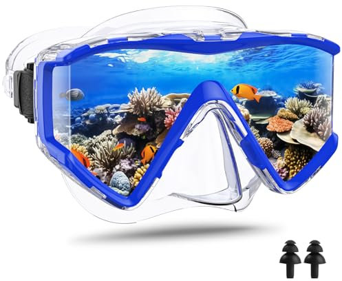 Arlierss Taucherbrille Erwachsene, Schnorchelmaske für Herren Damen, Tauchermaske mit Nasenabdeckung 180°Panorama HD Gehärtetes Glas Anti Nebel Anti-Leck Schwimmmaske für Schnorcheln Schwimmen