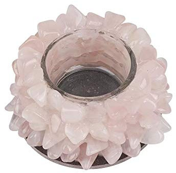 Portacandele in cristallo di quarzo citrino, portacandele, decorazione for la casa, 300-400 grammi (Color : Rose Quartz)