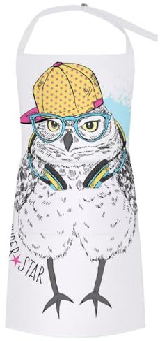 NYKVTG Kochschürze Eule Küchenschürze Küchen Schürze Für Herren Damen Mit Träger Und Taschen 70×80cm