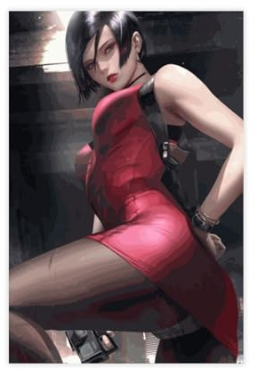 NWGACS Leinwandposter Resident Evil Ada Wong, Schlafzimmer-Dekor, Sportlandschaft, Büro, Raumdekoration, Geschenk, ungerahmt, 50 x 75 cm