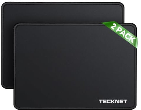 TECKNET Mauspad, 2 Pack Mousepad 270 x 210 mm, wasserdichte Gaming Mauspad Mausmatte mit vernähte Kanten, rutschfeste Gummiunterseite, Glatte Oberflächen, Geeignet für Computer, Laptop und PC
