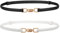 WHIPPY 2er-Pack schmaler Taillengürtel für Damen Verstellbarer dünner Gürtel Schmaler Ledergürtel mit Gold metallschnalle für Kleid,Schwarz + Weiß 105cm