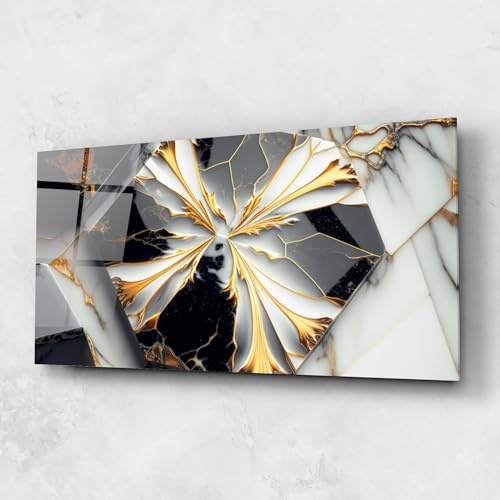 ARTHUB® Glasbild 60x150 cm, 4mm ESG | Moderne Wandbilder aus Glas für Wohnzimmer & Schlafzimmer, Wanddekoration, Wohnkultur, Abstrakte, Grey Marble