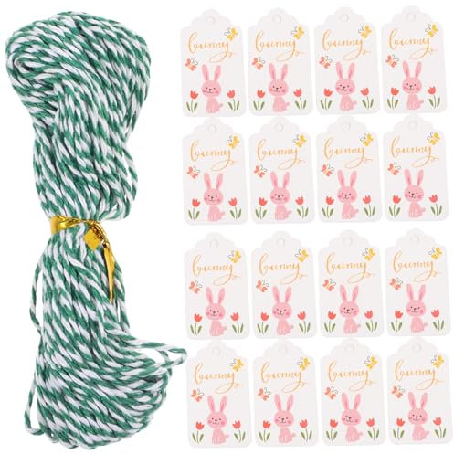 Hoement Hasenmuster 200 Stück Dekorative Osteranhänger Schnuranhänger Für Osterdekorationen Partyzubehör