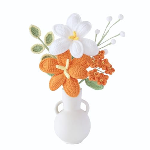 Flrunwu Vase tissé à la main, convient pour la décoration de table familiale, décoration de bureau, pour la mère de votre petite amie, cadeau de Saint-Valentin, d'anniversaire, de mariage (orange)