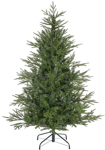 HOMCOM 5ft Artificial Christmas Tree with 1724 Tips, Metal Base, Realistic Hinged Xmas Tree, Easy to Assemble, Green
