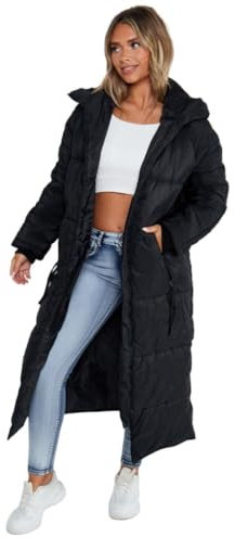 janisramone® Women's Long Maxi Puffer Jacket, Ladies Long Puffer Padded Coat with Front Zip Closure, Winter Longline Padded Jacket Lightweight Ladies Long Body Warmer with Full Sleeve Oversized