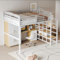 Zepneiy Lit Mezzanine 140 x 200 cm avec généreux rangements sous Le lit, Structure métallique, Blanc (Matelas Non Inclus)
