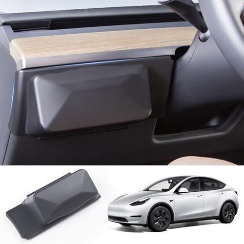 Ywooon Lenkrad Aufbewahrungsbox für Tesla Model Y 2020-2024, Aufbewahrungsbox Armaturenbrett Verstecktes Tablett Rutschfester Sonnenbrillenhalter Innenzubehör, Schwarz