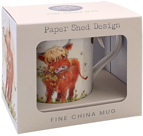 The Leonardo Collection Paper Shed Design Highland Cow Mug for Home & Kitchen | Stylish Ceramic Mugs for Tea & Coffee | Lovely Cup Set for Mens Gifts & Birthday Gifts for Women