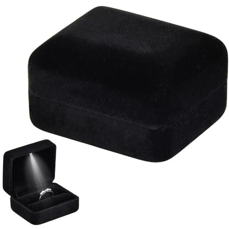 Shengxi Scatola per Anelli con Luce LED, Scatola per Anelli in Velluto per Fidanzamento, Scatola Regalo Di Gioielli con Luce LED per Proposte Fidanzamento Matrimonio