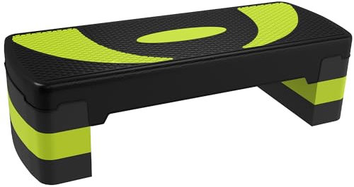 HOMCOM Steppbrett Aerobic-Stepper höhenverstellbar mit 3 Stufen (10/15/20 cm) Fitness Heimtrainer für Indoor Outdoor Belastbarkeit bis 150 kg Grün