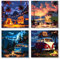 MOGTAA 4 Pack Peinture Numero Adulte avec Cadre, Paysage Bus Peinture par Numero Adulte Débutants, DIY Paysage Numéro d'Art Kits, Loisirs Créatifs Adultes, pour décoration d'intérieur, 20x20cm