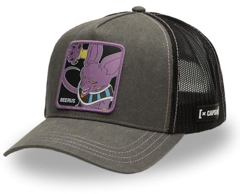 Kappe für Damen und Herren, Trucker-Kappe Dragon Ball, verstellbar durch Snapback, Anthrazitgrau/Violett/Schwarz, One size