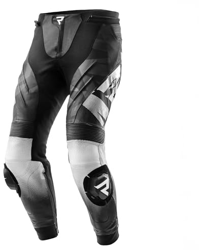REBELHORN Inferno Motorradhose Herren | Leder | Knie, Hüft und Steißbein Protektoren Stufe 2 | Knieschleifer | Belüftungspaneele | Größen bis 62
