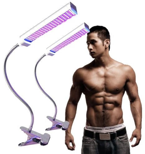 LED-Bräunungslampe für Körper und Gesicht - 365nm UV-LED-Clip-On-Bräunungslampe für das Sonnenbaden zu Hause - 360° verstellbar - 60×30cm Bestrahlungsbereich - 2PCS (2pcs)