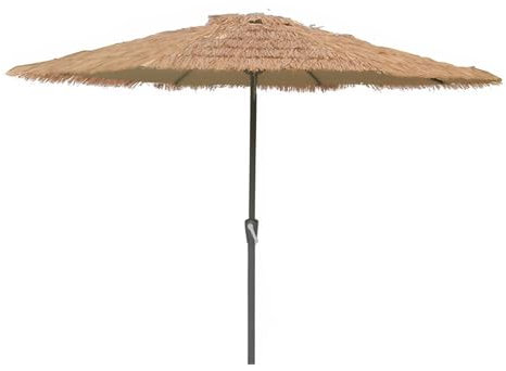 ZIHQRgE Hawaiianischer Strohschirm Tropischer Sonnenschirm Aus Stroh mit 8 Rippen, Kurbel für Garten, Terrasse, Balkon, Pool