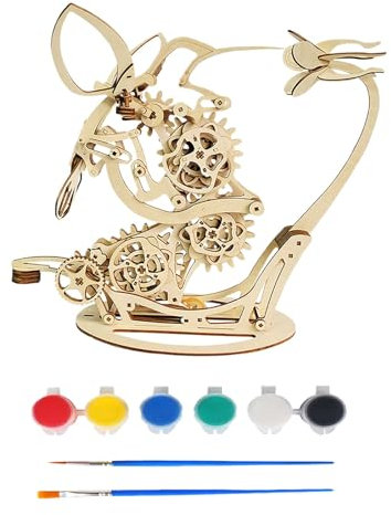 Décoration Maison Kit de puzzle 3D en bois mécanique pour adultes et enfants, jouet éducatif et ornement décoratif (Khaki, 29X24X22.8)