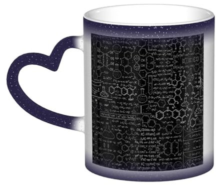 HYSDPUZK Abstract Science Chemistry Illustration 3D Color Changing Mug in The Sky - Full-Print Ceramic Mug with Heat-Sensitive Technology, Black to White Transformation