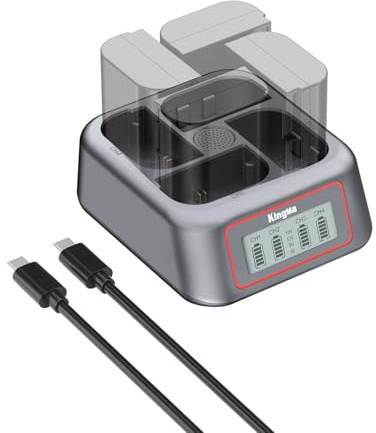 King Ma LP-E6 Battery Charger,4 Channel for LP-E6/LP-E6N/LP-E6NH/LP-E6P，45W PD Fast Charging with LED Display,Compatible with Canon EOS R5/R5 C/R6/R7/5D Mark II/III/IV/6D/6D II/7D/80D/70D/60D