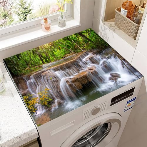 Highdi Abdeckung Waschmaschine und Trockner, Waschmaschinenabdeckung Stoff Kieselalge Universal Waschmaschinenauflage Rutschfest Zuschneidbar für Frontlader (40 * 50cm,Szenerie 8)