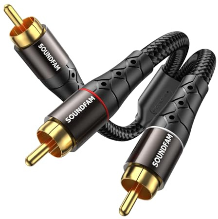 SOUNDFAM RCA Splitter Cable 2M RCA Y Splitter 1 Male to 2 Male Subwoofer Y Cable Bi-Directional [Double Shielding] for Subwoofer, Home Theater, AV Receiver, Amplifier-Black