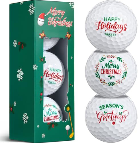 BBTO 3er Pack Weihnachts Golfbälle Lustige Golfbälle mit Geschenkbox Originelle Geschenkidee zum Geburtstag Weihnachten Golfgeschenk für Golfer Golffans Freunde Familie Kollegen