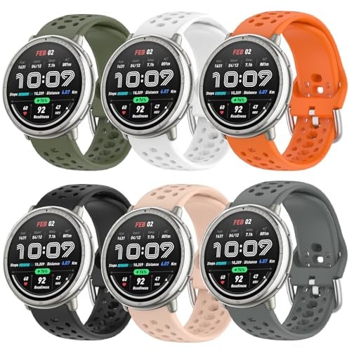 CHULN 6 Piezas Correas Compatible con Amazfit Active 2/Active/Active 3 Premium/Garmin Vivoactive 5/Amazfit GTS/GTS 2/2 Mini,20mm Ajustable Silicona Correa de Repuesto para Smartwatch.