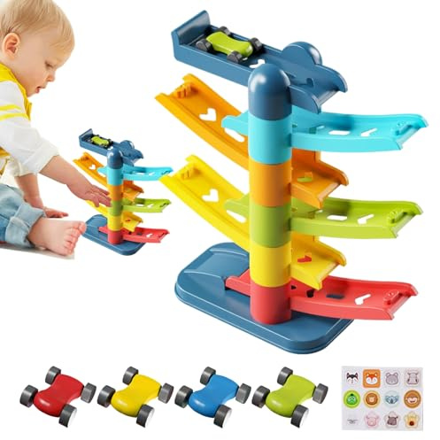 Rennstrecke für Kinder, Rennbahnspielzeug für kleine Autos, mit interaktiver Rampe, Entwicklung von motorischen Fähigkeiten, ab 3 Jahren