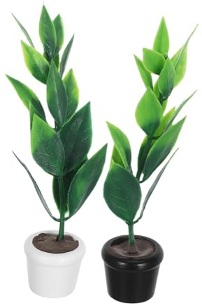 MOLUCKFU 2pcs Scale Plastic Bonsai Green Pot Decor for Mini Garden Accessories Fairy Garden Kit and Dollhouse Furniture