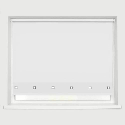 Roller Blinds Easy Fit Trimable Home Office Window Square Eyelet Fabric Blind 160cm Drop (White, 120 x 160 cm)